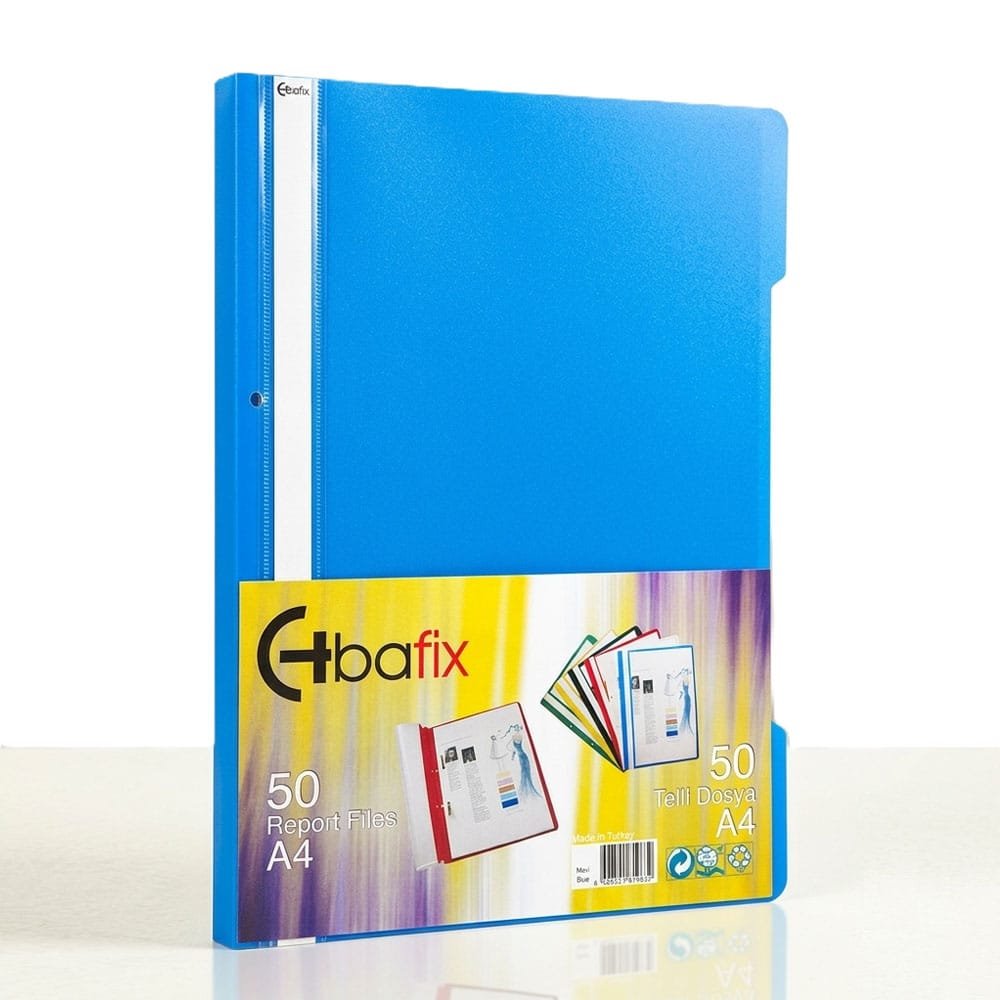 Bafix Telli Dosya Plastik Mavi A4 50 Lİ